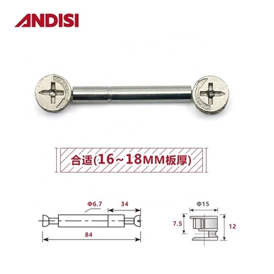 Μίνι Fix Cam Double End Bolt Threaded Screw Σύγχρονο σχεδιασμό για άλλα είδη επίπλων
